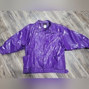 VTG EXC Wippette Purple Rain Jacket Womens M Vinyl Waterproof Retro Y2K